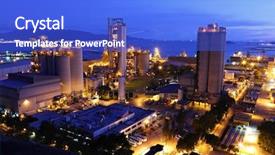  Presentation with cement industry - Theme featuring cement factory at night background and a cobalt blue colored foreground