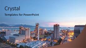  Presentation with cement - Audience pleasing presentation design consisting of cement factory heavy industry backdrop and a light blue colored foreground