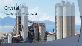  Presentation with cement - Presentation theme featuring cement factory heavy industry background and a sky blue colored foreground
