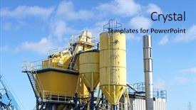  Presentation with cement factory - Presentation theme having cement factory machinery background and a light blue colored foreground