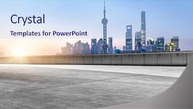  Presentation with oriental shanghai - Cool new presentation with cement floor front of shanghai backdrop and a light blue colored foreground