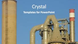  Presentation with cement - Beautiful PPT theme featuring cement industrial chimneys backdrop and a teal colored foreground
