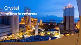  Presentation with cement industry - Cool new theme with cement industry - cement industrial building at sunset backdrop and a cobalt blue colored foreground