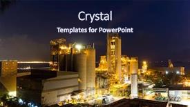  Presentation with cement - Amazing PPT theme having cement industry - concrete factory at night backdrop and a navy blue colored foreground