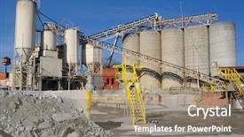  Presentation with cement industry - Beautiful PPT theme featuring cement industry - industrial cement processing facility backdrop and a coral colored foreground