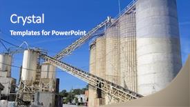  Presentation with cement - Presentation theme consisting of cement industry - industrial cement processing facility background and a teal colored foreground