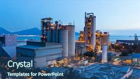  Presentation with cement industry - Presentation design featuring cement industry - industrial plant at night background and a ocean colored foreground