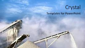  Presentation with air pollution - Amazing PPT theme having cement industry - stone crushing equipment working conveyor backdrop and a light blue colored foreground