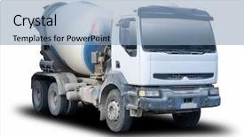  Presentation with concrete ready mix - Beautiful presentation theme featuring cement mixer truck backdrop and a light blue colored foreground