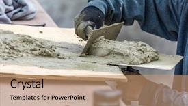  Presentation with pool diving board - Presentation theme enhanced with cement on board at pool background and a coral colored foreground