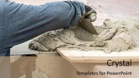  Presentation with construction site construction - Presentation theme consisting of cement on board at pool background and a coral colored foreground