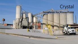  Presentation with cement factory - Colorful PPT theme enhanced with cement plant with a truck backdrop and a teal colored foreground