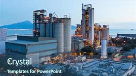  Presentation with cement factory - Beautiful slide set featuring cement plant backdrop and a ocean colored foreground