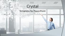  Presentation with flying - Audience pleasing slide set consisting of cement sheets - businessman catching flying papers backdrop and a  colored foreground