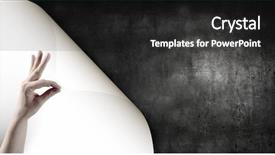  Presentation with cement - Audience pleasing PPT theme consisting of cement sheets - close up of hand pulling backdrop and a dark gray colored foreground