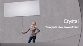  Presentation with cement - PPT theme featuring cement sheets - young girl in casual background and a gray colored foreground