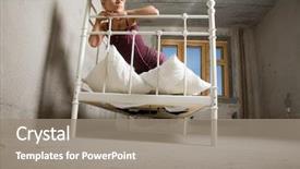  Presentation with cement - Slides consisting of cement sheets - young smiling girl sitting background and a  colored foreground