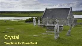  Presentation with church blue - Presentation theme enhanced with cemetary - cemetery and church in ireland background and a tawny brown colored foreground