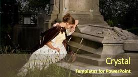  Presentation with victorian - Cool new presentation theme with cemetary - young woman in victorian dress backdrop and a tawny brown colored foreground