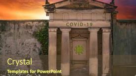  Presentation with cemetery - Amazing presentation design having cemetery-crypt-with-coronavirus-symbol backdrop and a tawny brown colored foreground