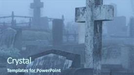  Presentation with cemetery - Beautiful presentation theme featuring spooky graveyard - cemetery in fog backdrop and a ocean colored foreground