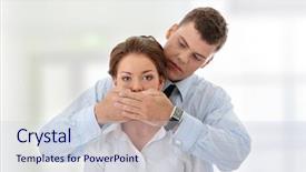  Presentation with censorship - Amazing PPT theme having censorship concept two business people backdrop and a lemonade colored foreground