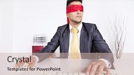  Presentation with blue eyes technology eye scan - Colorful presentation theme enhanced with censure - businessman at his office backdrop and a soft green colored foreground