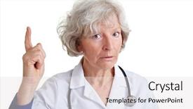  Presentation with doctor helps to get out of bed an elderly woman - Slides having censure - female elderly doctor scolding background and a  colored foreground