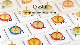  Presentation with computer keyboard and mouse - Amazing PPT theme having censure - pins on computer keyboard backdrop and a  colored foreground