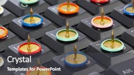  Presentation with computer keyboard and mouse - Slides enhanced with censure - pins on computer keyboard background and a dark gray colored foreground