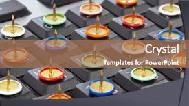  Presentation with keyboard - Cool new PPT theme with censure - pins on computer keyboard backdrop and a coral colored foreground