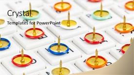  Presentation with keyboard - PPT theme having censure - pins on computer keyboard background and a  colored foreground