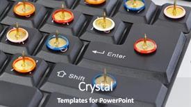  Presentation with keyboard - Slide set with censure - pins on computer keyboard background and a dark gray colored foreground