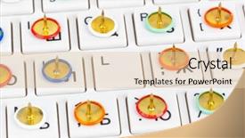 Presentation with keyboard - Cool new presentation theme with censure - pins on computer keyboard backdrop and a  colored foreground