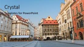  Presentation with czech republic - Slide deck enhanced with city historic center - staromestska's square old town square background and a light blue colored foreground
