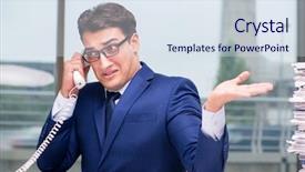  Presentation with call center - PPT layouts having center employee yelling at customer background and a  colored foreground