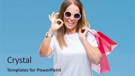  Presentation with hispanic - PPT theme featuring center excellence - middle age hispanic woman holding background and a  colored foreground