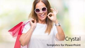  Presentation with for sale sign - PPT layouts consisting of center excellence - middle age hispanic woman holding background and a lemonade colored foreground