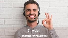  Presentation with brick wall - PPT theme having center excellence - young adult man over brick background and a coral colored foreground