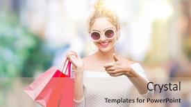  Presentation with blonde holding magnifying glass - Amazing theme having center excellence - young beautiful blonde woman holding backdrop and a  colored foreground