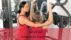  Presentation with exercise trainer - Presentation having center exercise shoulder with personal background and a  colored foreground