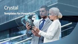  Presentation with tablets wood table tablet white - Colorful presentation theme enhanced with center mass - businesspeople with tablet pc outdoors backdrop and a teal colored foreground