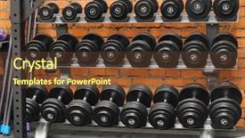  Presentation with mass - Colorful presentation design enhanced with center mass - image of the dumbbells backdrop and a  colored foreground