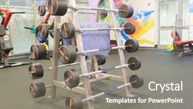  Presentation with mass - Presentation design featuring center mass - image of the dumbbells background and a  colored foreground