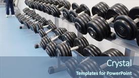  Presentation with mass - Slide deck consisting of center mass - image of the dumbbells background and a ocean colored foreground