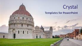  Presentation with world heritage - Slide set enhanced with center of european medieval art background and a lemonade colored foreground