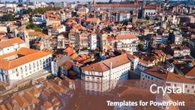  Presentation with panoramic - Cool new slide deck with panoramic view of roofs houses backdrop and a tawny brown colored foreground