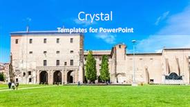  Presentation with italy - Theme featuring center-of-the-old-town background and a cobalt blue colored foreground