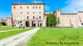  Presentation with italy - Amazing presentation design having center-of-the-old-town backdrop and a yellow colored foreground