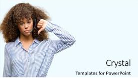  Presentation with call center - PPT layouts enhanced with center operator woman with angry background and a cool aqua colored foreground